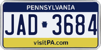 PA license plate JAD3684