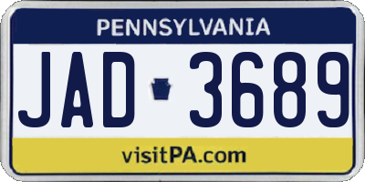 PA license plate JAD3689