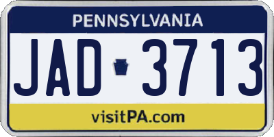 PA license plate JAD3713
