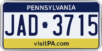 PA license plate JAD3715