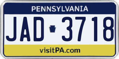 PA license plate JAD3718