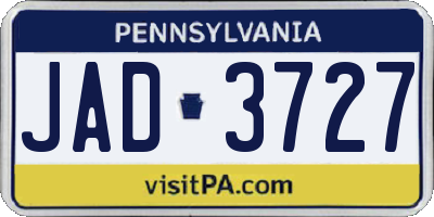 PA license plate JAD3727