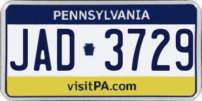PA license plate JAD3729