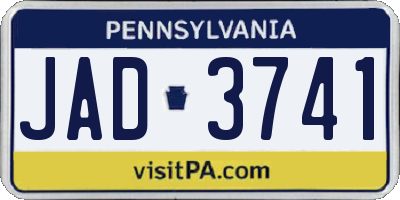 PA license plate JAD3741
