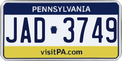 PA license plate JAD3749