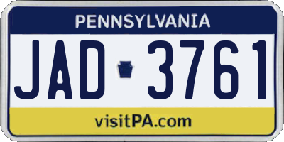 PA license plate JAD3761