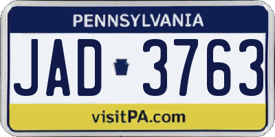 PA license plate JAD3763