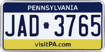 PA license plate JAD3765