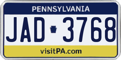 PA license plate JAD3768