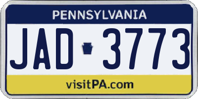 PA license plate JAD3773