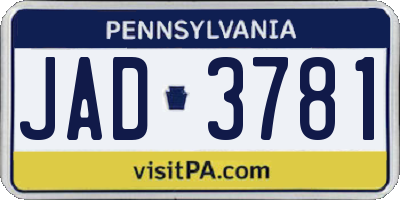 PA license plate JAD3781