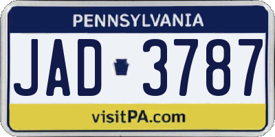 PA license plate JAD3787