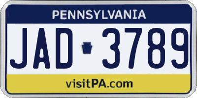 PA license plate JAD3789