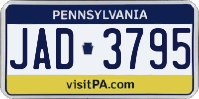 PA license plate JAD3795