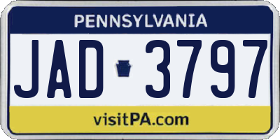 PA license plate JAD3797