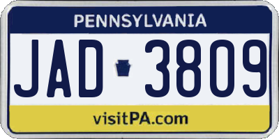 PA license plate JAD3809