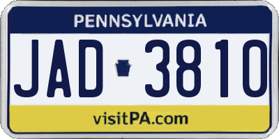 PA license plate JAD3810
