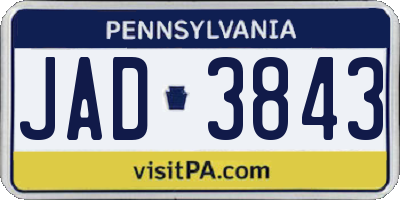 PA license plate JAD3843