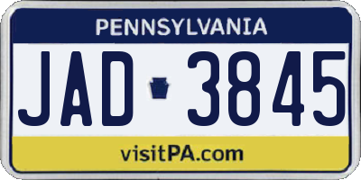 PA license plate JAD3845
