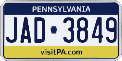 PA license plate JAD3849