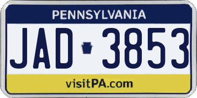 PA license plate JAD3853