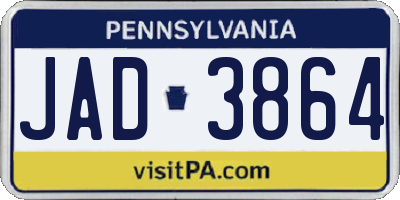 PA license plate JAD3864
