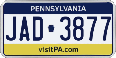PA license plate JAD3877