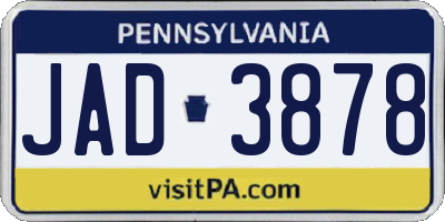 PA license plate JAD3878