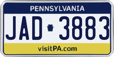 PA license plate JAD3883