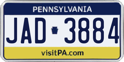 PA license plate JAD3884
