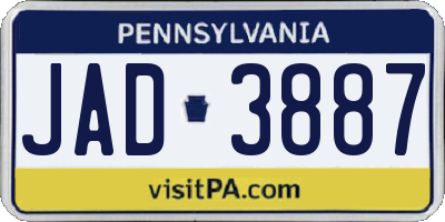 PA license plate JAD3887