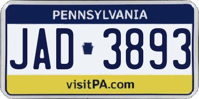 PA license plate JAD3893