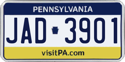PA license plate JAD3901