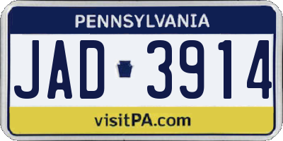 PA license plate JAD3914