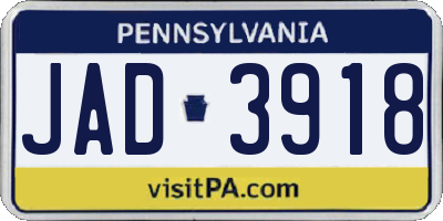 PA license plate JAD3918