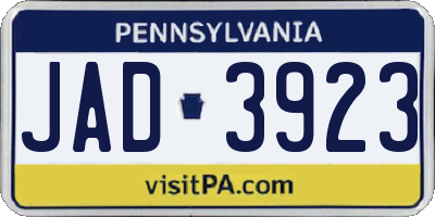 PA license plate JAD3923