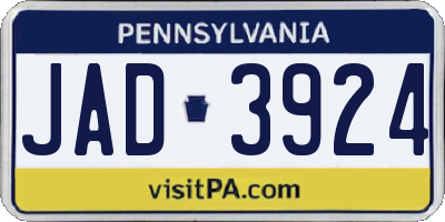 PA license plate JAD3924