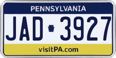 PA license plate JAD3927