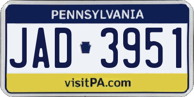 PA license plate JAD3951