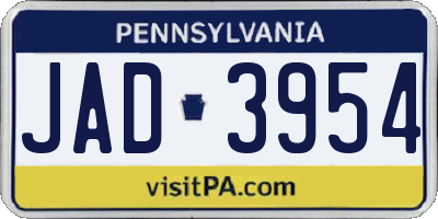 PA license plate JAD3954