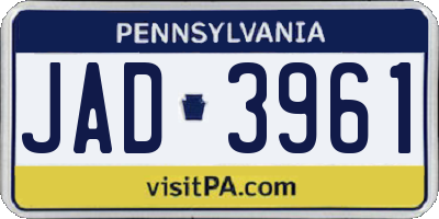 PA license plate JAD3961