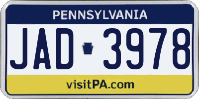 PA license plate JAD3978