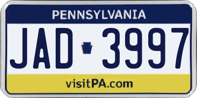 PA license plate JAD3997
