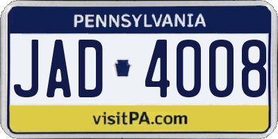 PA license plate JAD4008