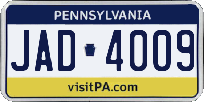 PA license plate JAD4009