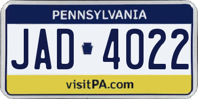 PA license plate JAD4022