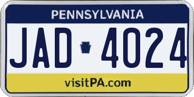 PA license plate JAD4024