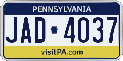 PA license plate JAD4037