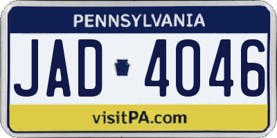 PA license plate JAD4046