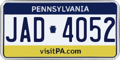 PA license plate JAD4052